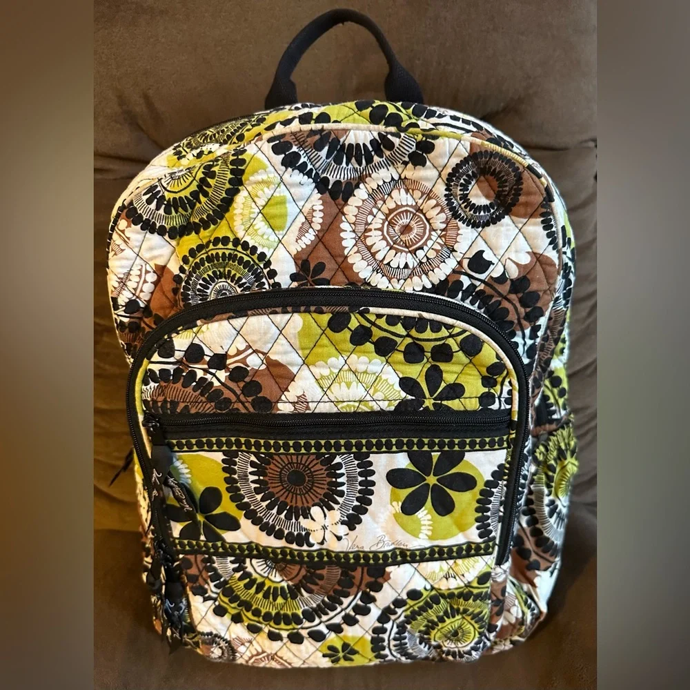Vera Bradley “Cocoa Moss”Backpack - Green, Brown, Black - Picture 1 of 5